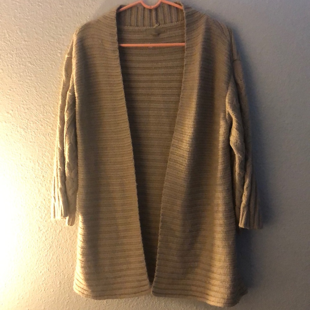 Tan open front cardigan